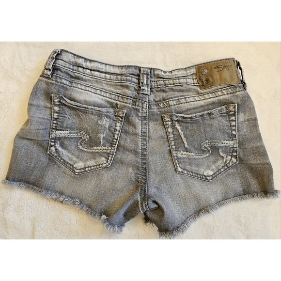 Silver Jeans Mid Rise Aiko Shorts Embroidered Stretch Denim Women's W29xL3 - Picture 5 of 12